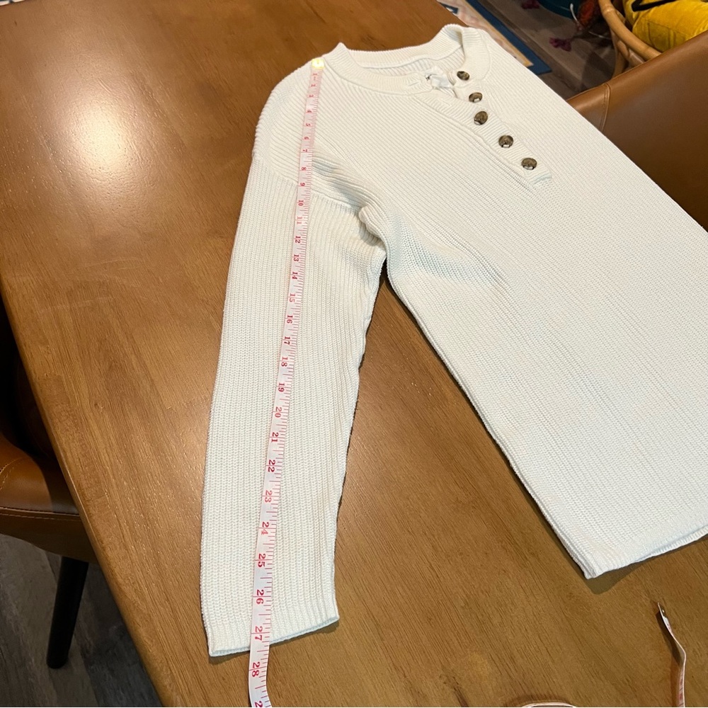 Aerie Long Sleeve Ivory White Knitted Half Button Up Pullover Sweater size XS - Picture 9 of 11